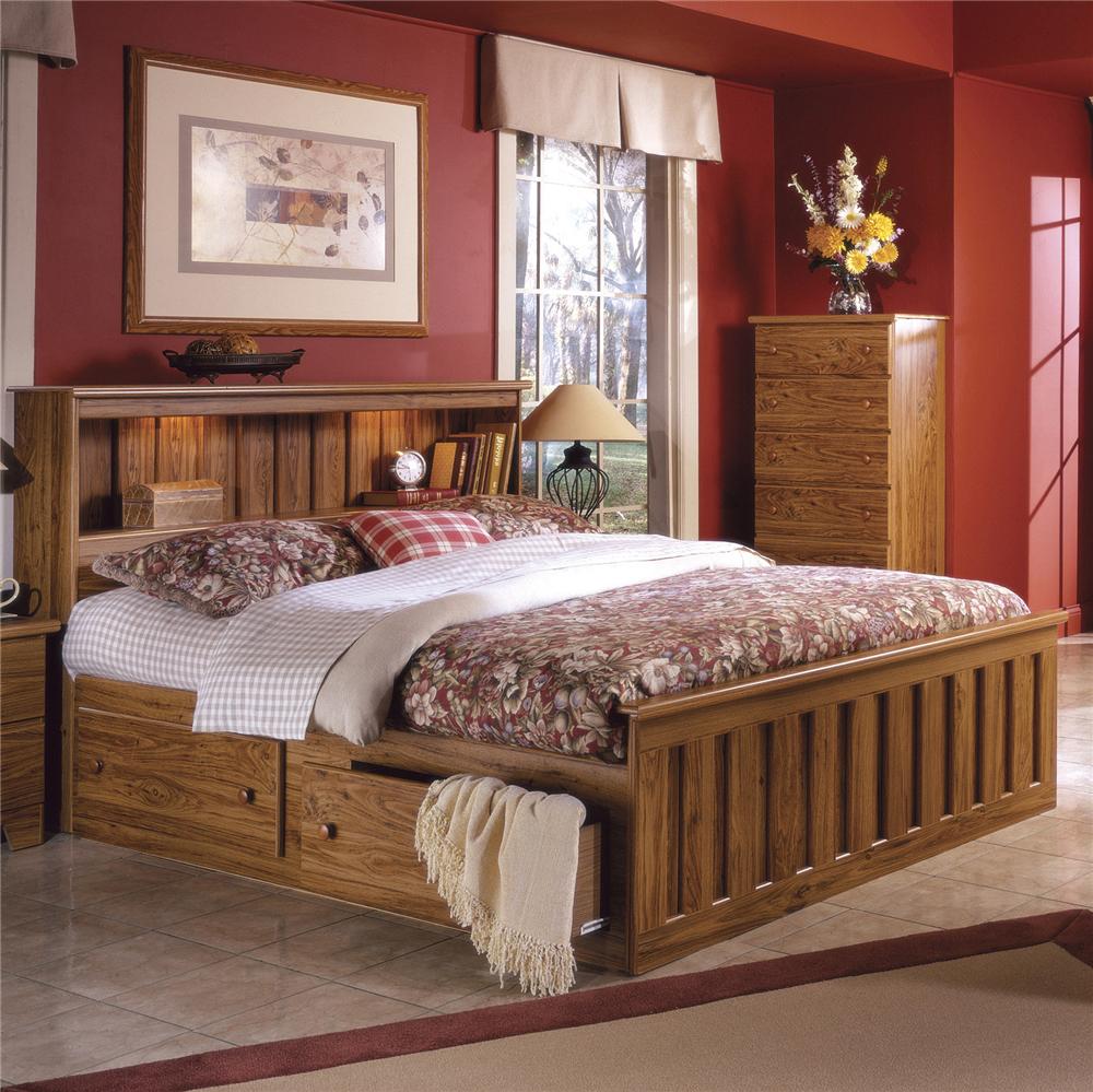 Lang Shaker King Bookcase Bed with Under Bed Drawer Storage & Interior